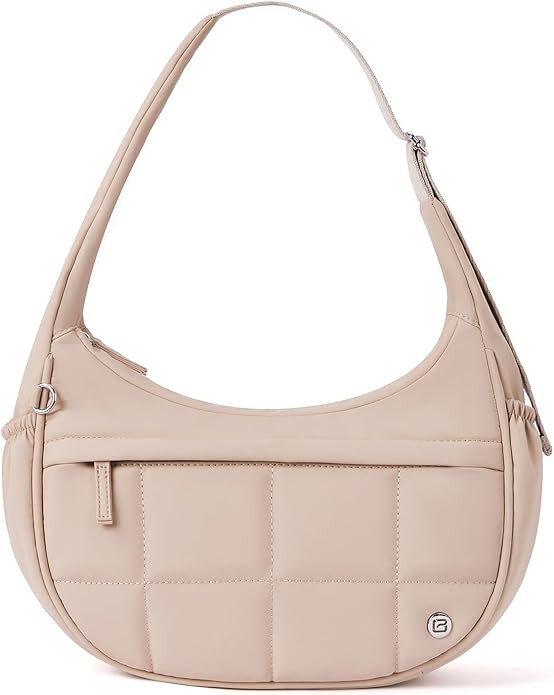 POIUGOYA Nylon Shoulder Bag For Women,Small Quilted Crescent Bag,Triple Zip Pocket Small Puffer B... | Amazon (US)