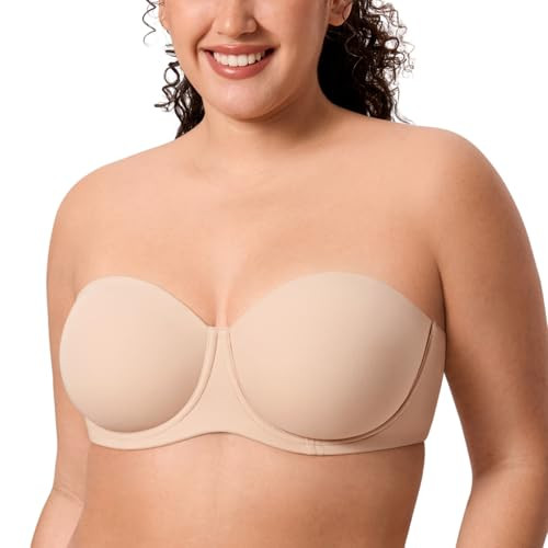 DELIMIRA Women's Inbarely Lift Strapless Bra Plus Size Full Coverage Unlined Underwire Seamless B... | Amazon (US)