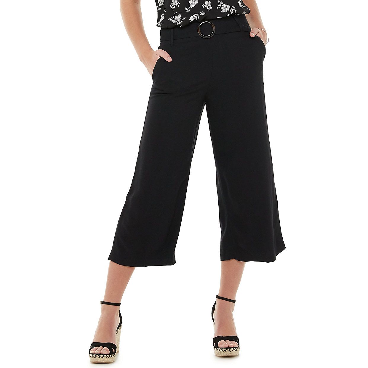 Juniors' Candie's® Belted Cropped Wide Leg Pants | Kohl's