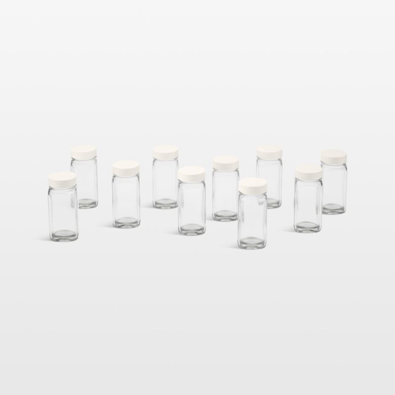 NeatMethod Glass Spice Jars with Bone White Lids + Reviews | Crate & Barrel | Crate & Barrel