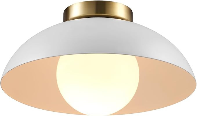 GLOBE Electric 66000159 1-Light Flush Mount Ceiling Light, Matte White Finish, Opal Glass Shade, ... | Amazon (US)