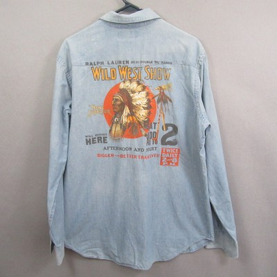 Polo Ralph Lauren Mens Pearl Snap Denim Shirt L Double RRL Wild West Show | eBay | eBay US