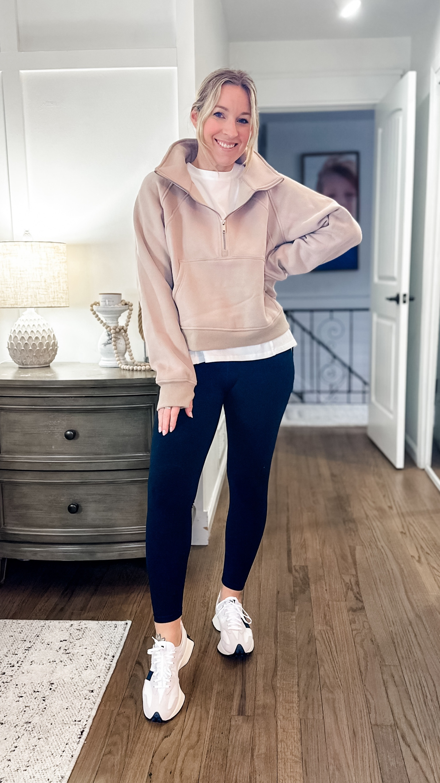 Sporty chic! Athleisure at its best. Small t shirt. Medium sweatshirt. Medium leggings. Tts sneakers. Size 8  

#LTKmidsize #LTKfindsunder50 #LTKstyletip