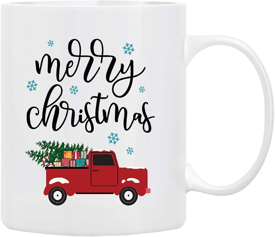 BLUE RIBBON Christmas Coffee Mug, Holiday Coffee Mug ‘’MERRY CHRISTMAS’’, Funny Christmas... | Amazon (US)