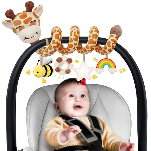 Stuffed Spiral Car Seat Baby Toys 6-12 Months, Infant Giraffe Sensory Toys Hanging Stroller Accessories, Newborn Shower Gifts for Baby Boys Girls Essentials | Cute Colorful Giraffe | Amazon (US)