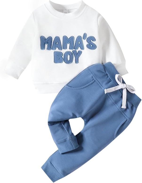 ZAXARRA Toddler Baby Boy Clothes Crew Neck Letter Print Sweatshirts Long Pants 2Pcs Set Infant Fa... | Amazon (US)