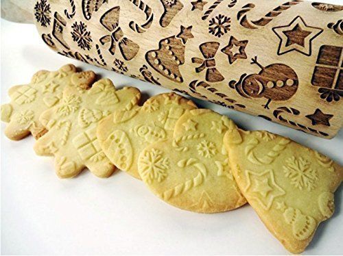 ROLLING PIN CHRISTMAS GIFTS EMBOSSING DOUGH ROLLER for CHRISTMAS GINGERBREAD COOKIES SNOWMAN GIFT... | Amazon (US)
