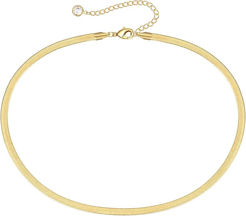 Turandoss Dainty Gold Choker Necklaces for Women - 14K Gold Plated Handmade Medallion Snake Link ... | Amazon (US)