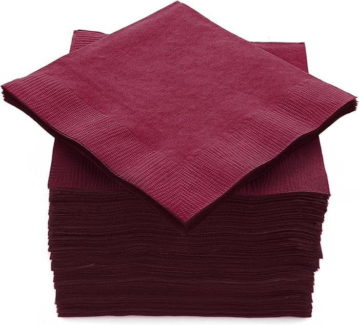 100 Pack Burgundy Beverage Napkins, Big Party Pack, 2 Ply, Ideal for Wedding, Party, Birthday, Di... | Amazon (US)