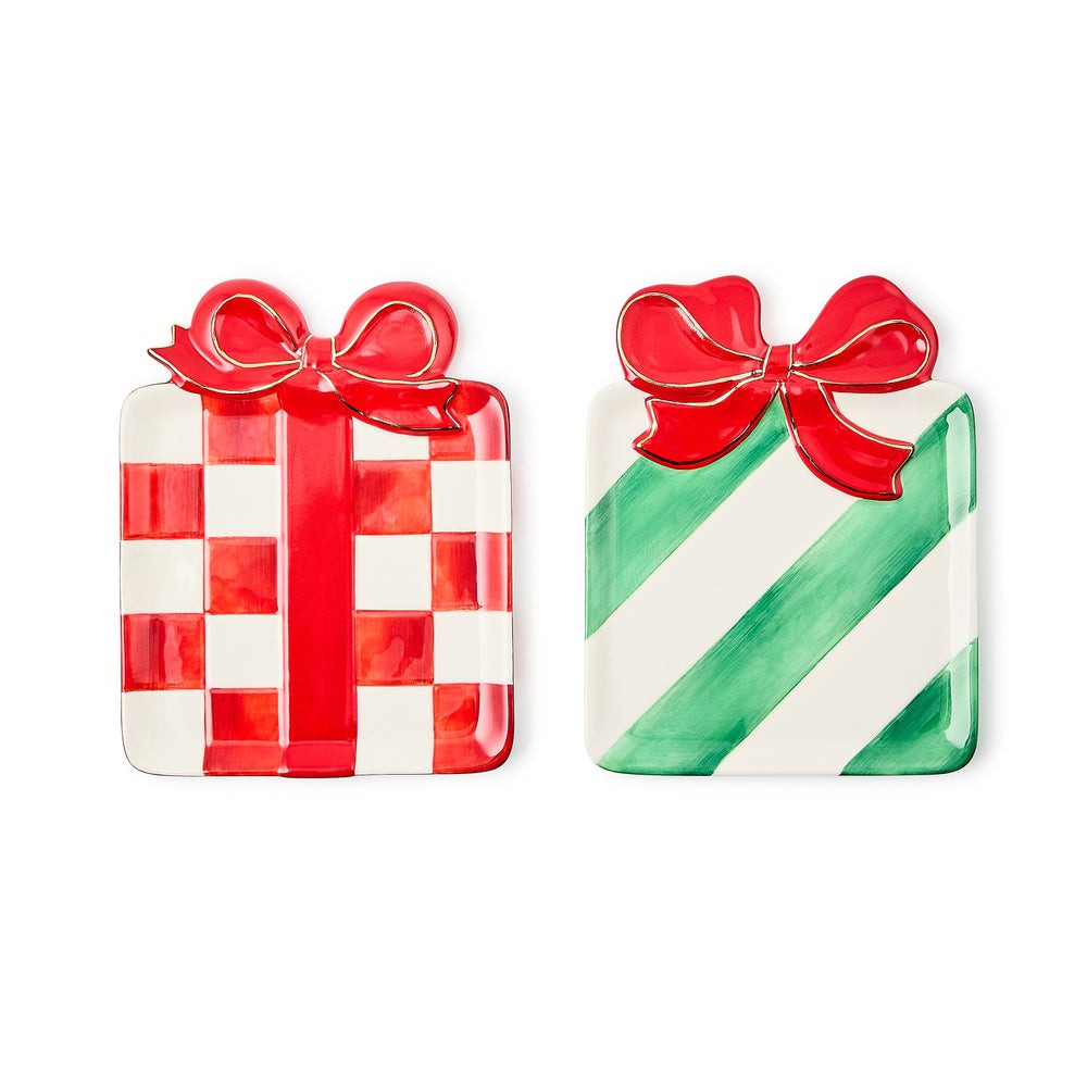 Check It Out Ceramic Dessert Plates, Set of 2 | MacKenzie-Childs