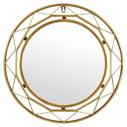 Rivet Modern Metal Lattice-Work Round Hanging Wall Mirror, 18 Inch Height, Gold Finish | Amazon (US)