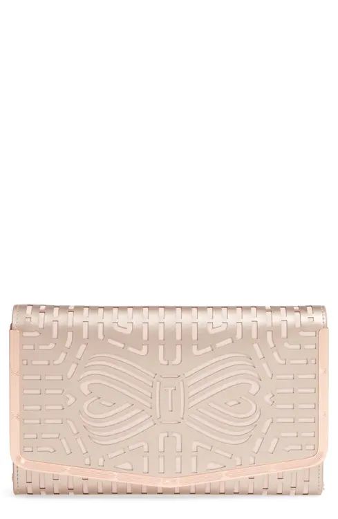 Ted Baker London Bree Laser Cut Bow Leather Clutch | Nordstrom