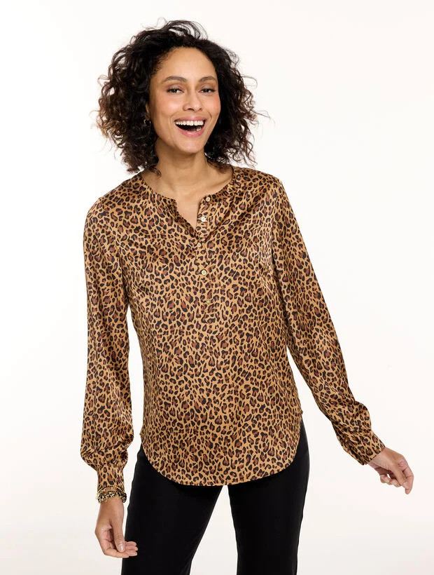 Soft Satin Charmeuse Top - Fabulous Leopard | Talbots