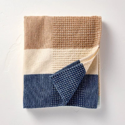 Striped Throw Blanket Cream/Blue - Hearth & Hand™ with Magnolia | Target