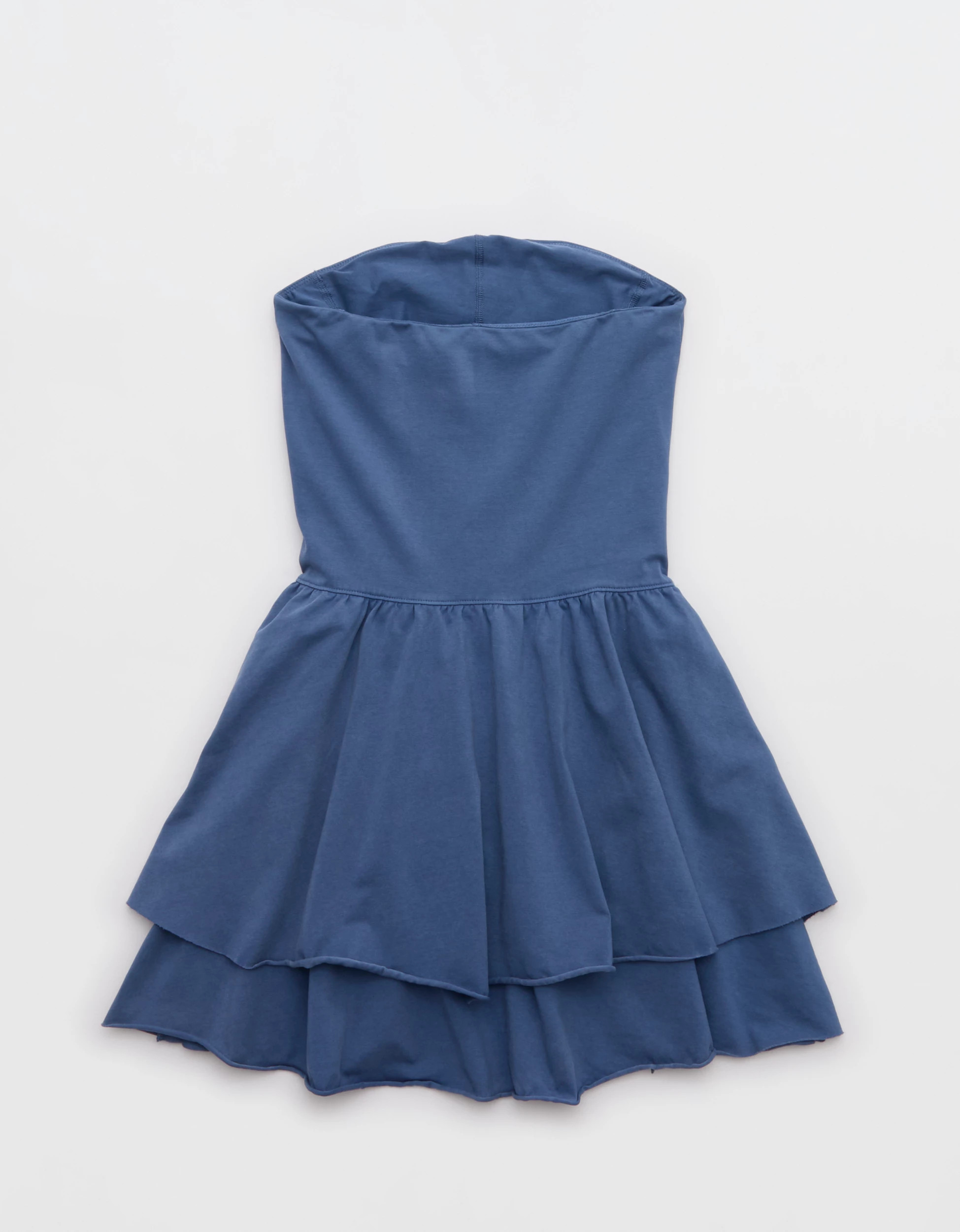 OFFLINE By Aerie OG Cotton Strapless Ruched Mini Dress | Aerie
