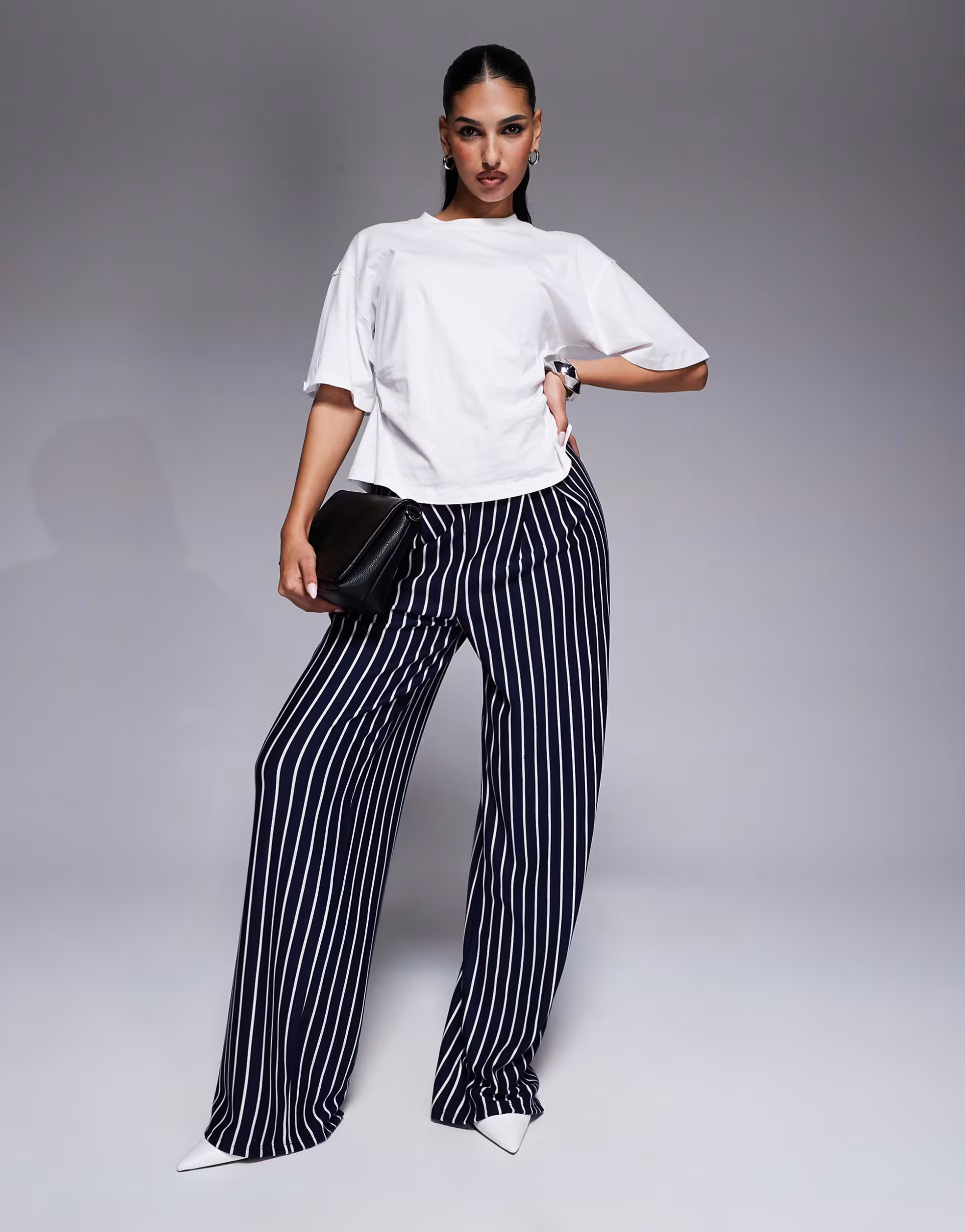 ASOS DESIGN tailored jogger in navy and white stripe | ASOS | ASOS (Global)