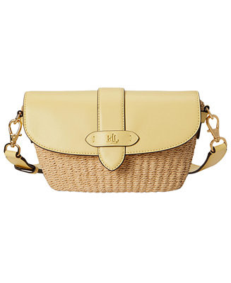 Lynden Small Straw-Leather Shoulder Bag | Macy's