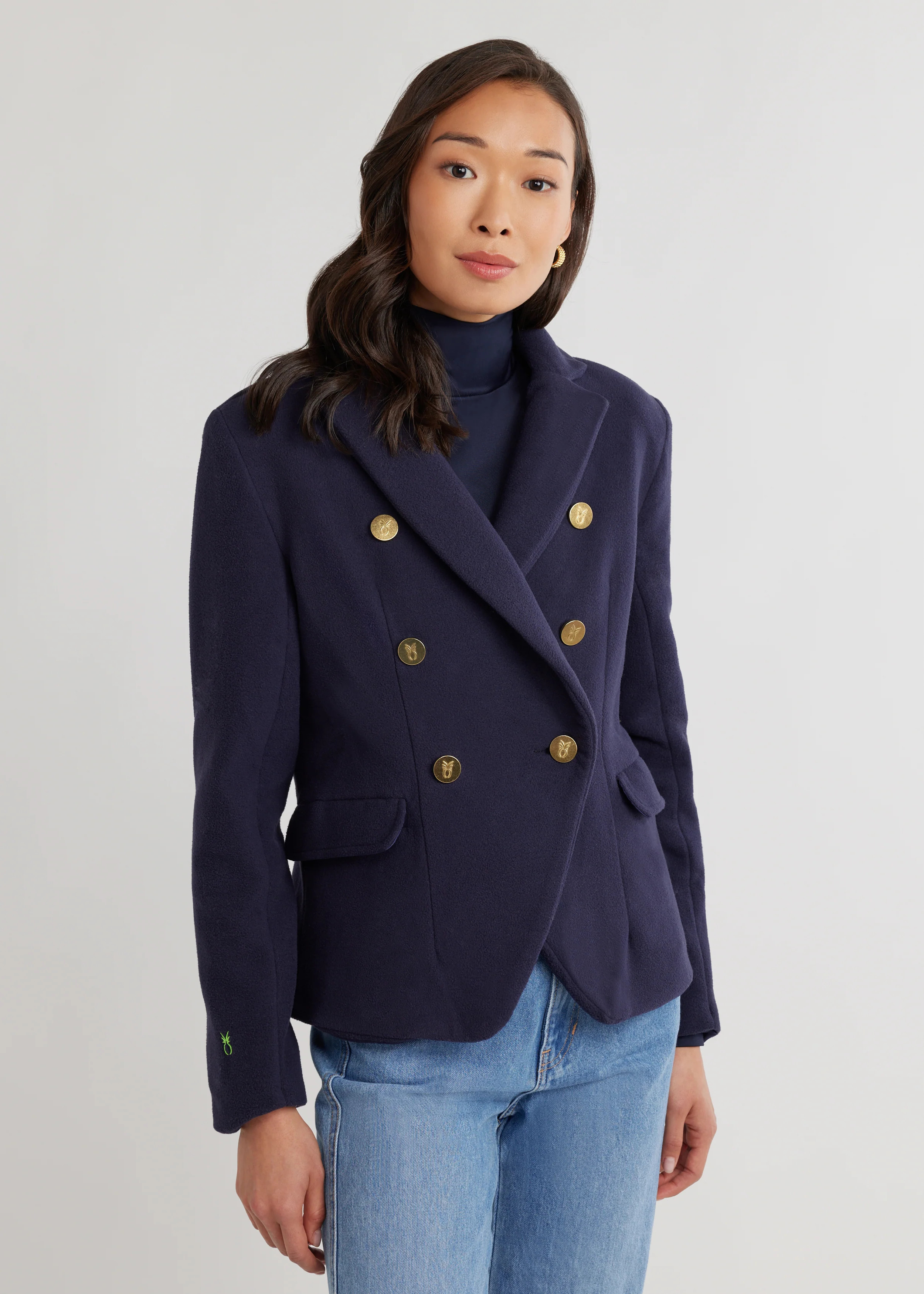 Uptown Blazer in Vello Fleece (Navy) | Dudley Stephens