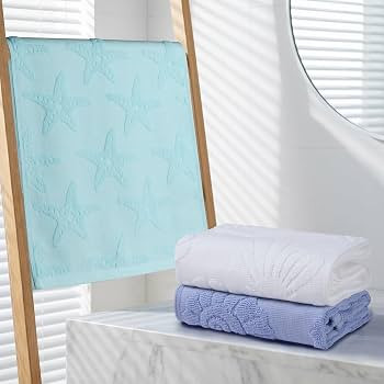 3pcs Coastal Beach Hand Towels for Bathroom,100% Cotton | Amazon (US)