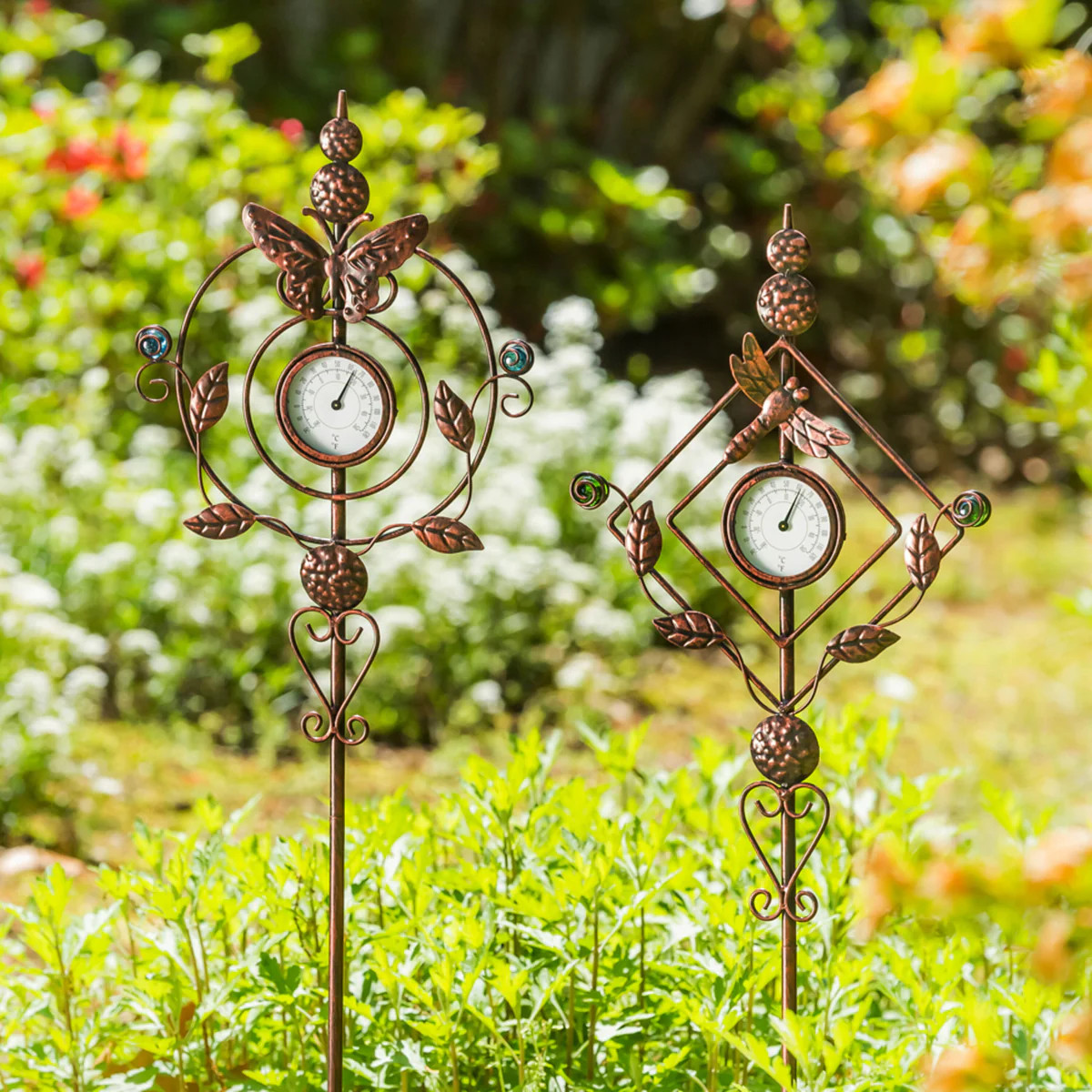 32"H Thermometer Dragonfly Garden Stake | Plow & Hearth