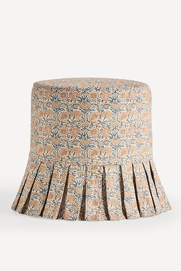 Layla Printed Ruffle Ottoman Slipcover | Anthropologie (US)