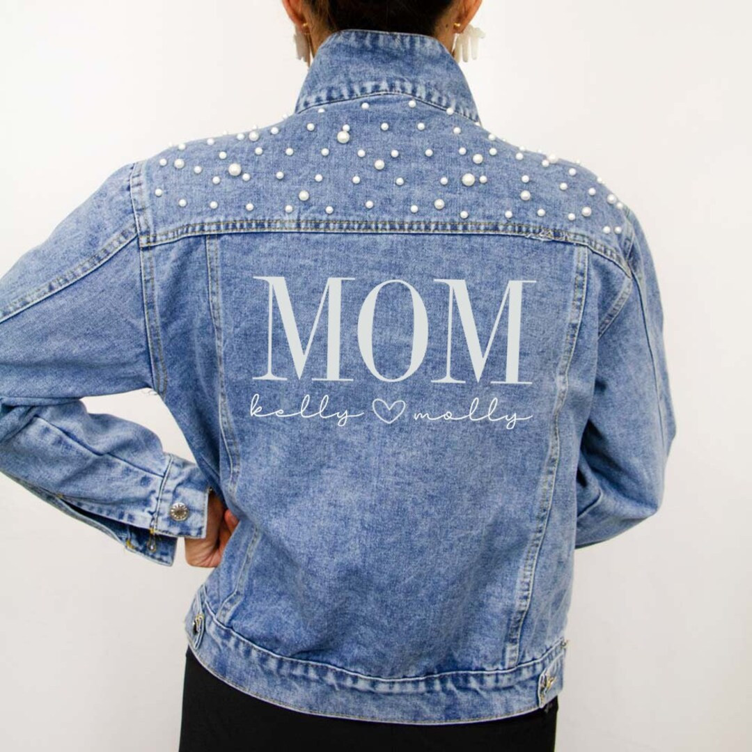 Blue Pearl Personalized Jacket Gifts for Mom, Mama Pearl Jean Jacket, Gift for Mom, Gift for Her,... | Etsy (US)