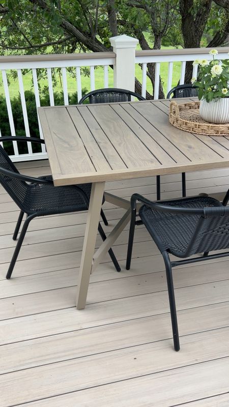 Budget friendly outdoor dining and chairs. I love black chairs with this table but I linked the chairs that match with it as well that are so pretty!

Outdoor dining, outdoor table, patio furniture, patio dining set, outdoor chairs, outdoor living, patio set

#LTKHome #LTKSaleAlert #LTKFindsUnder100