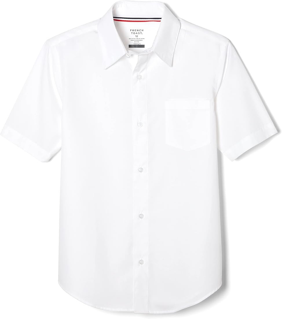 French Toast Boys' Short Sleeve Classic Poplin Dress Shirt (Standard & Husky) | Amazon (US)