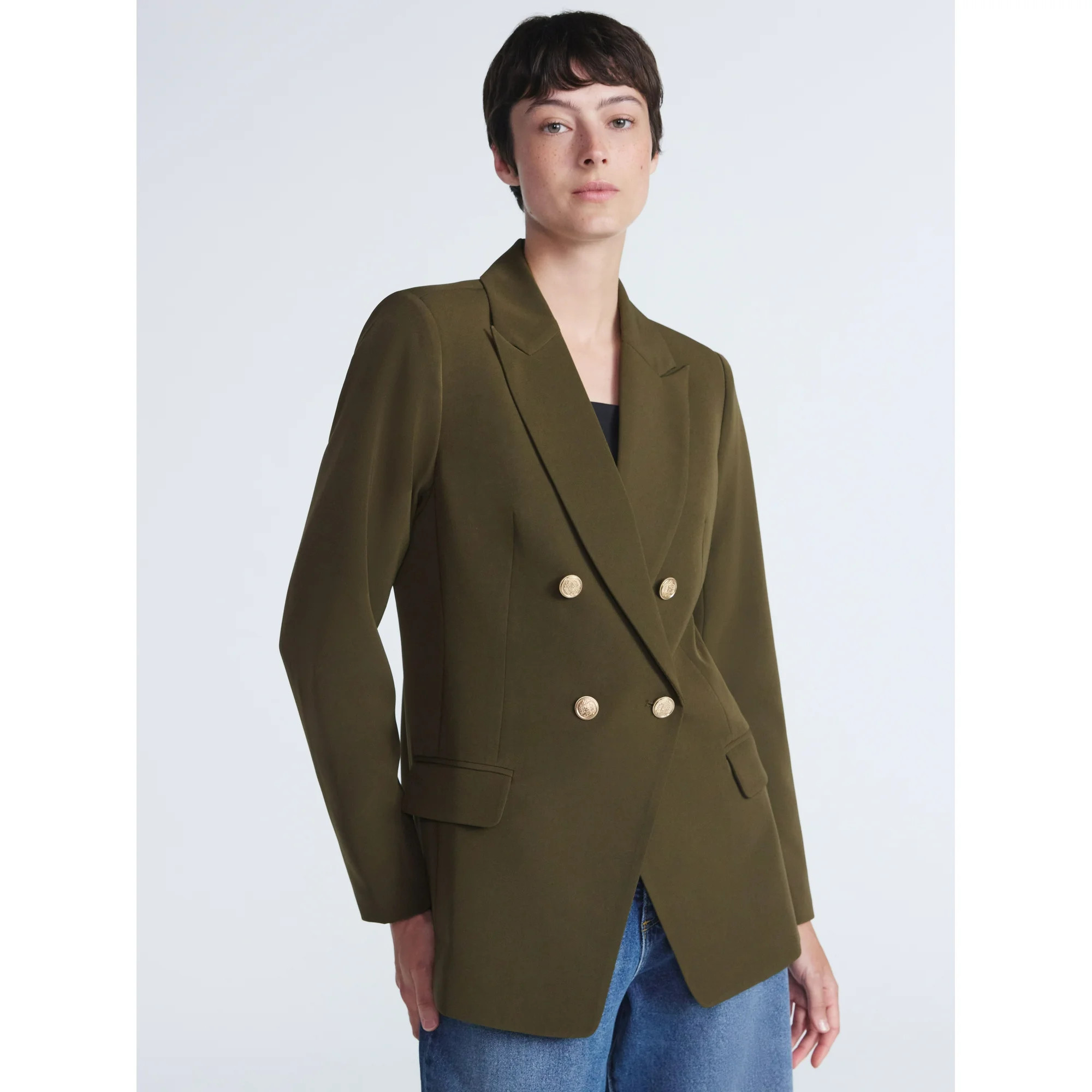 Scoop Women's Slim Fit Double Breasted Blazer, Sizes XS-XXL | Walmart (US)