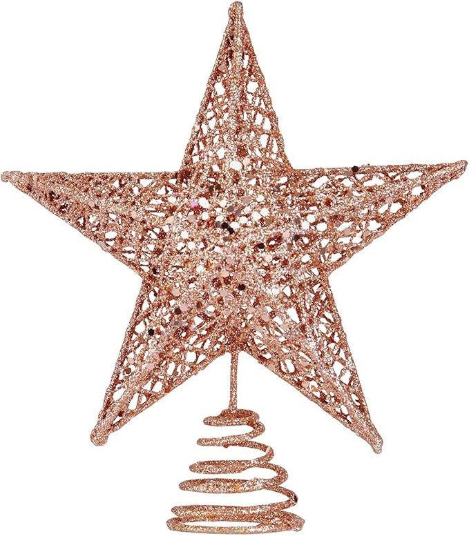 BinaryABC Christmas Tree Topper Star,Glittering Christmas Tree Decoration Ornaments,20cm (Rose Go... | Amazon (US)