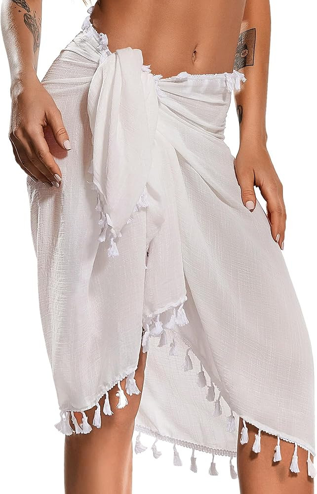 Sarong Cover Up Womens Beach Cover Up Bikini Bathing Suit Swimsuit Scarf Swimwear Coverup Sarong ... | Amazon (US)