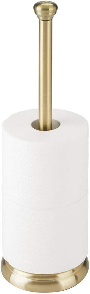 mDesign Decorative Metal Free-Standing Toilet Paper Holder Stand with Storage for 3 Rolls of Toil... | Amazon (US)