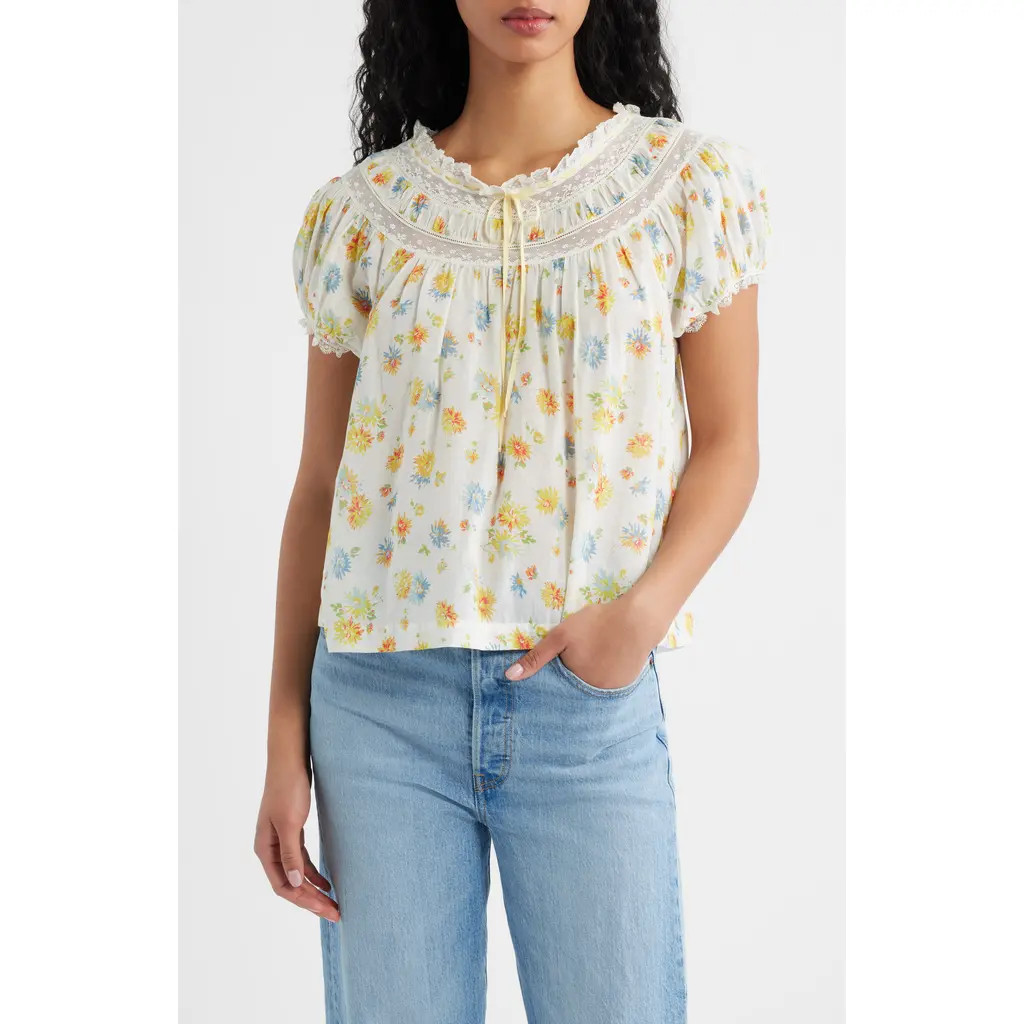 DÔEN Emile Floral Top in Dahlia Floral at Nordstrom, Size Xx-Small | Nordstrom