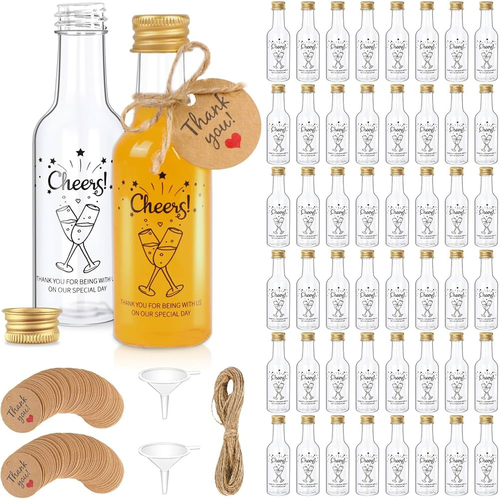 Fayavoo Mini Bottles 50ml Plastic Bottles with Gold Screw Caps | Amazon (UK)