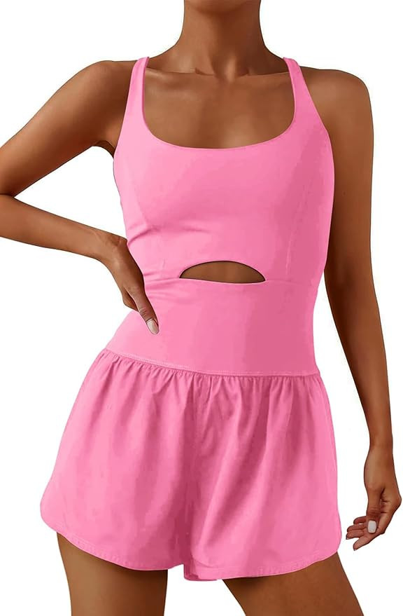 ReachMe Womens Running Onesie Workout Rompers Athletic Romper One Piece Outfits Exercise Jumpsuit... | Amazon (US)