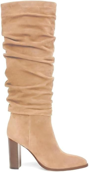 Erocalli Knee High Boots Women Fall Chunky Block High Heel Slouch Fashion Boot Pointed Toe Side Z... | Amazon (US)