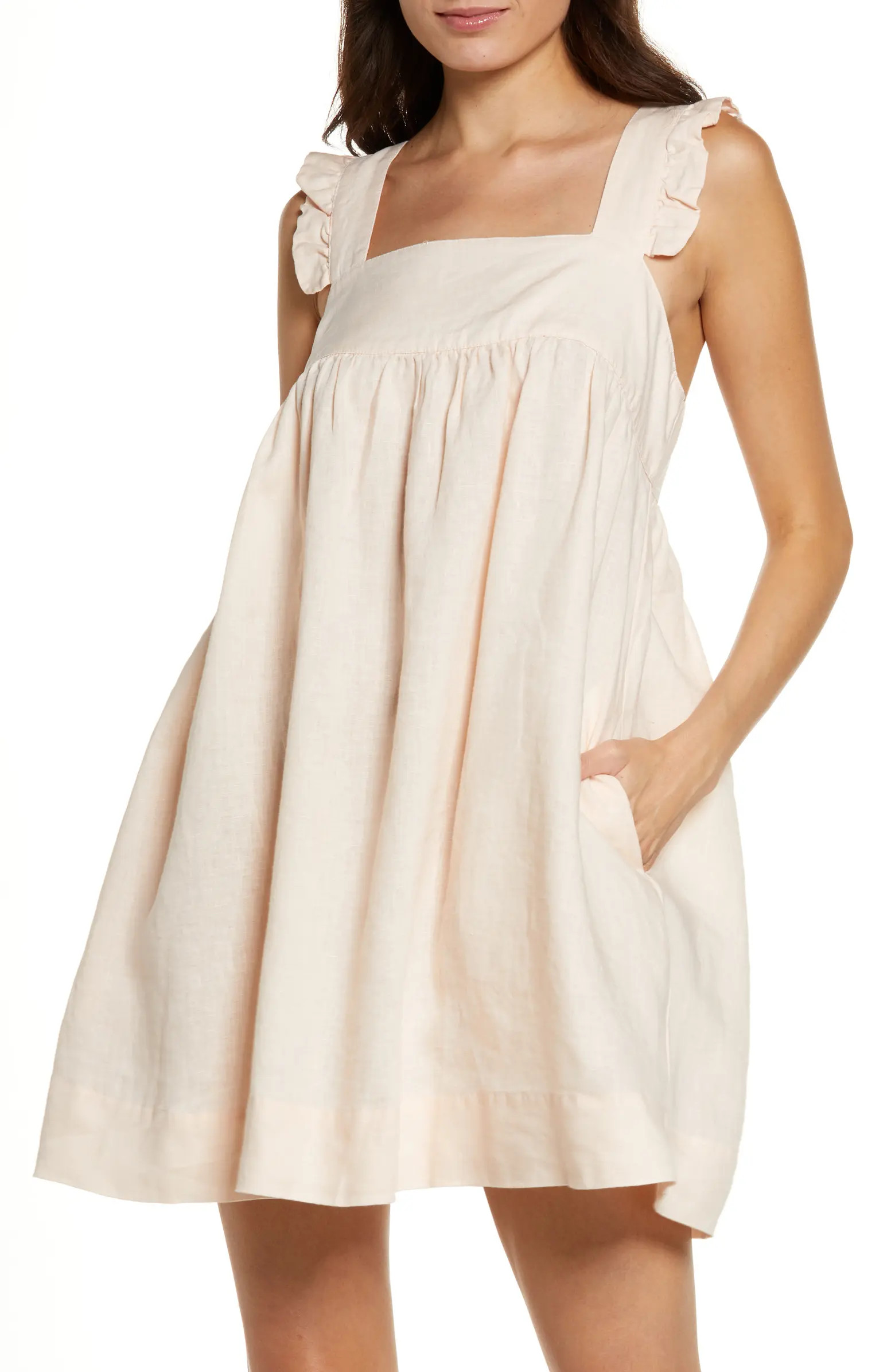 Homebodii Rebecca Ruffle Strap Linen Dress | Nordstrom | Nordstrom