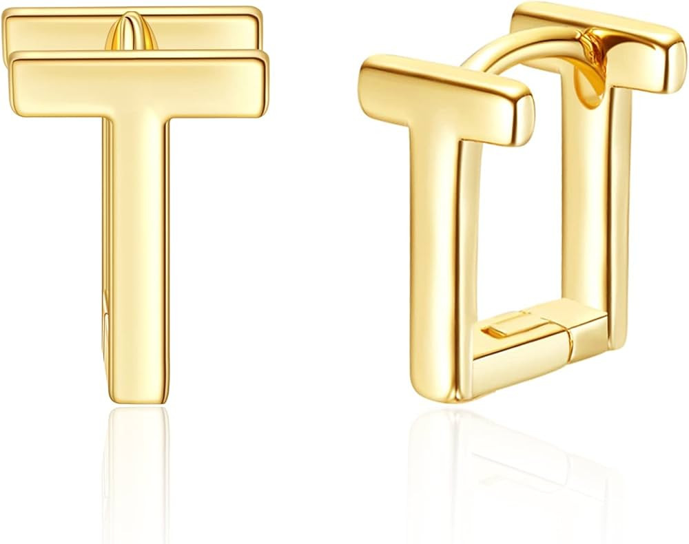 Initial Stud Earrings for Women 14K Gold Plated Dainty Letter Earrings Hypoallergenic Little Earr... | Amazon (US)