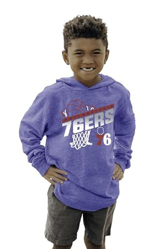Philadelphia 76ers NBA Officially Licensed Youth Tri-Blend Hooded Long Sleeve T-Shirt Hoop Team Color, Small | Amazon (US)