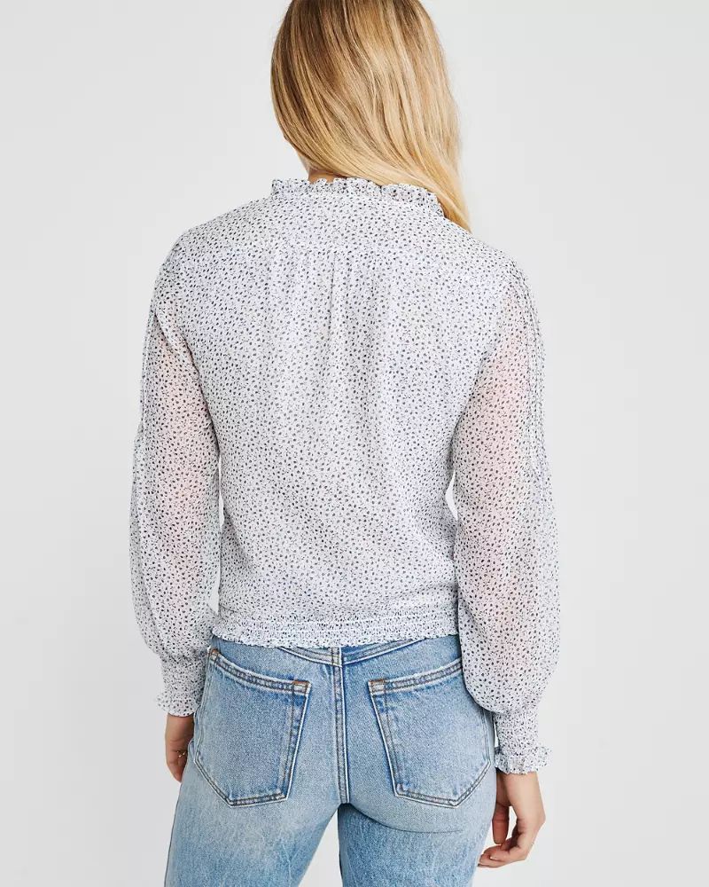 Long-Sleeve Button Blouse | Abercrombie & Fitch US & UK