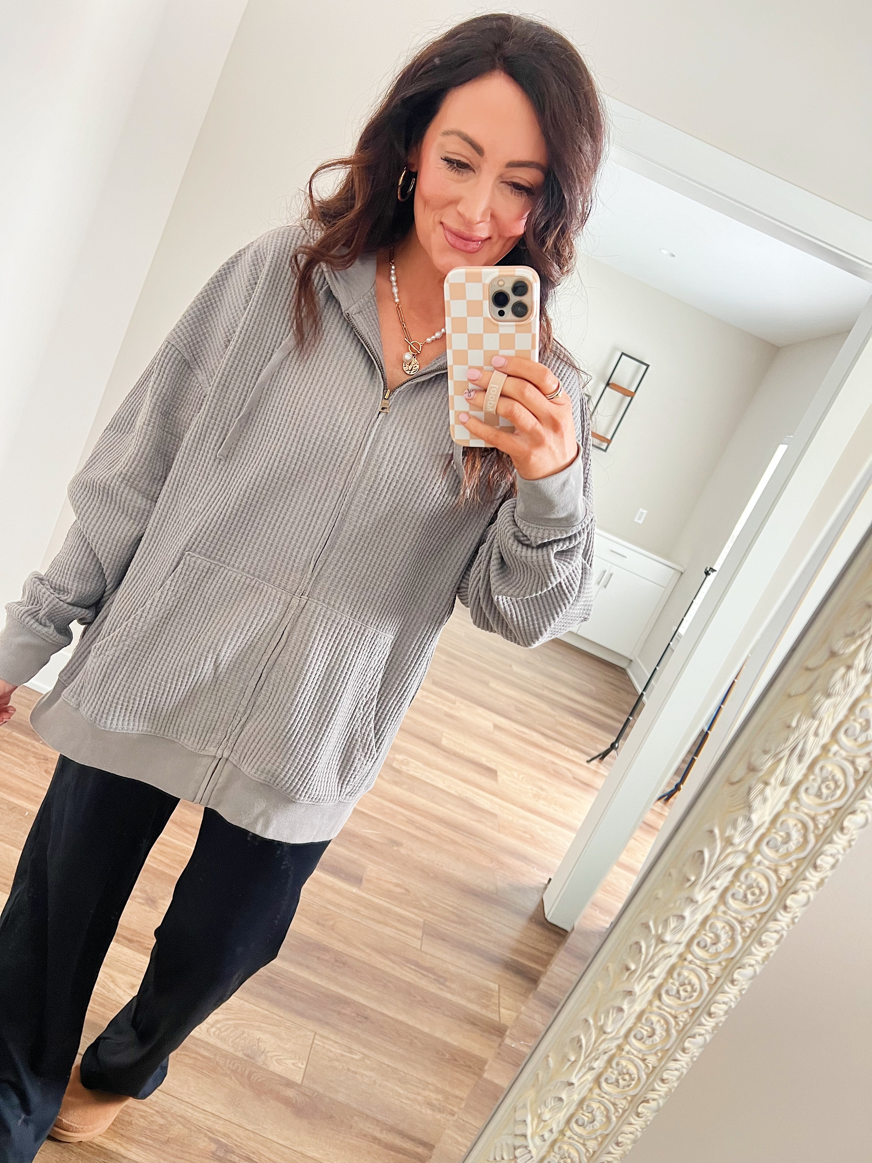 • large zip up - oversized fit 
• medium leggings 
• Uggs true to size 

#LTKStyleTip #LTKFindsUnder50