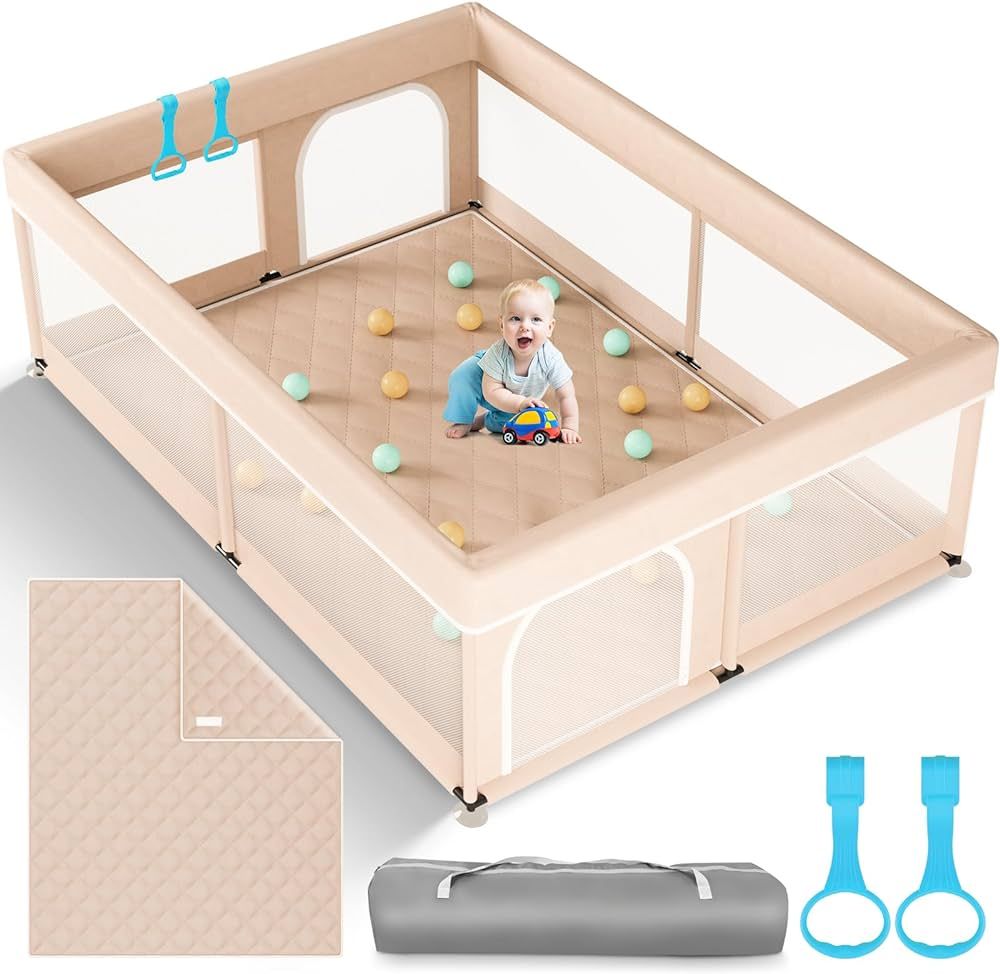 Baby Playpen with Mat 71"×59" - Extra Large Playpen for Babies and Toddlers with Mat Included, S... | Amazon (US)