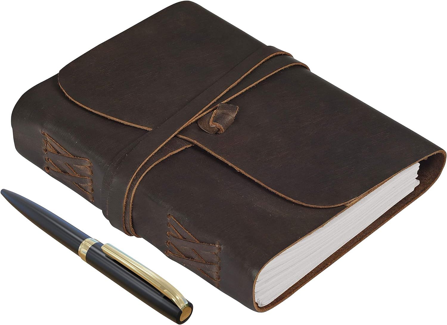 Refillable Leather Journal Blank Pages - Brown Leather Journal for Men and Women - Full Grain Lea... | Amazon (US)