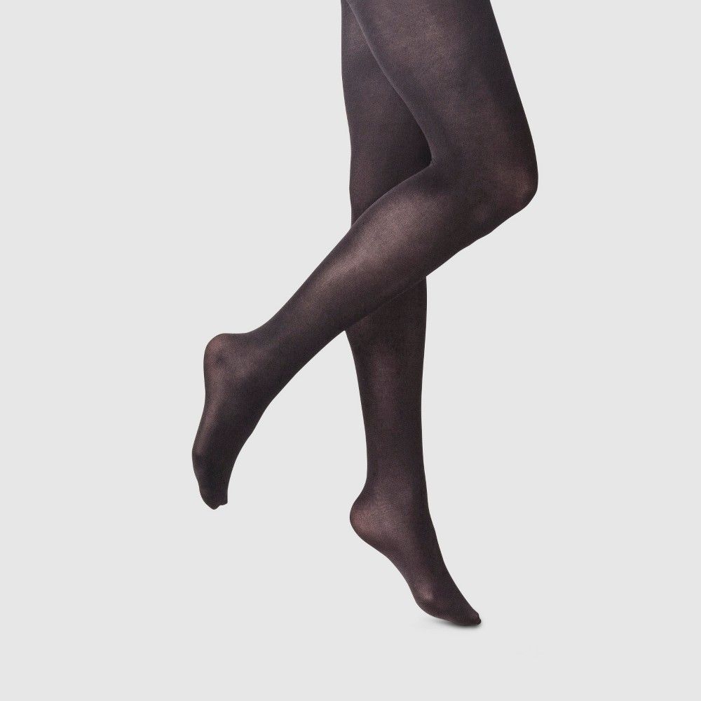 Women's 50D High Waist Control Top Opaque Tights Socks - A New Day Black L/XL | Target