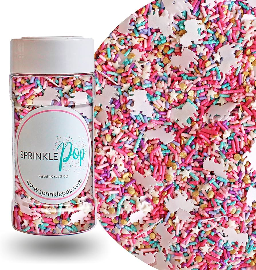 Sprinkle Pop Party Like A Unicorn Sprinkle Mix| Rainbow Sprinkles Heavy on Pink Gold Jimmies with... | Amazon (US)