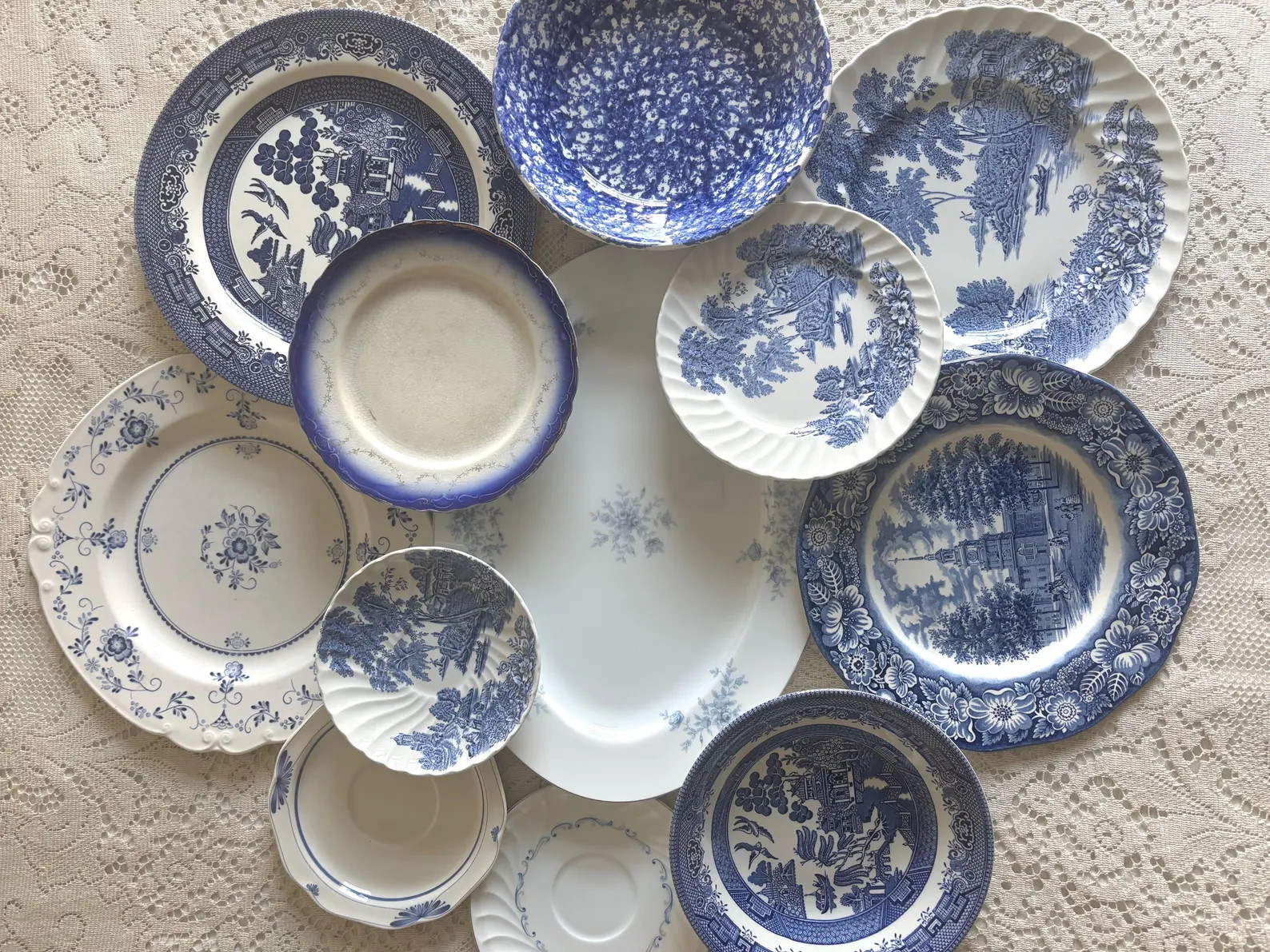 Blue and White Gallery Wall Plates: Vintage Transferware and Ironstone Mix | Etsy (US)