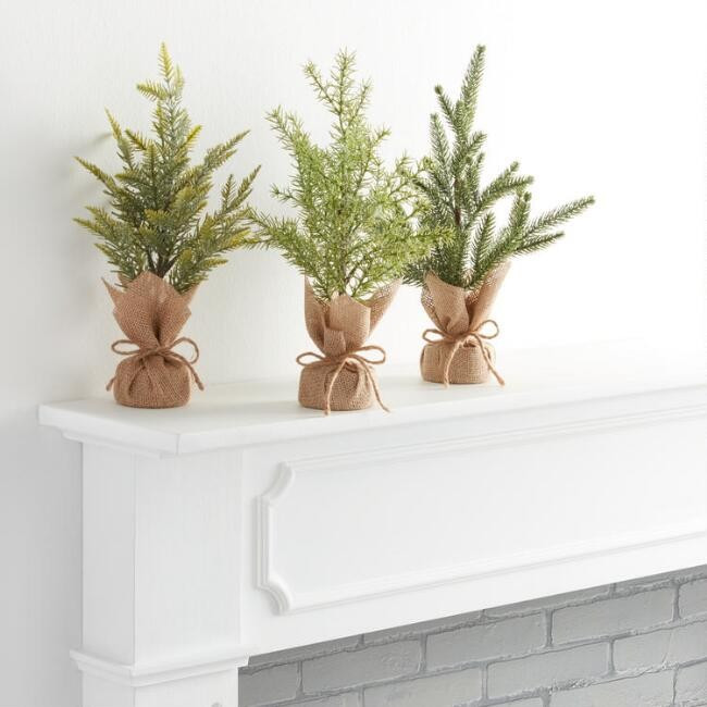 Artificial Tabletop Trees in Burlap Bases Decor Set of 3 | World Market