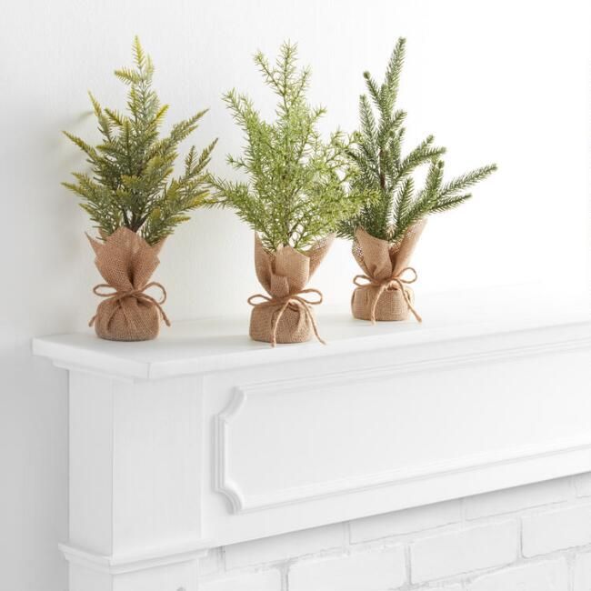 Artificial Tabletop Trees in Burlap Bases Decor Set of 3 | World Market