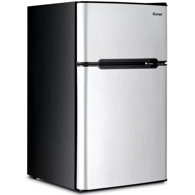 Costway  Refrigerator Small Freezer Cooler Fridge Compact 3.2 cu ft. Unit, Grey - Walmart.com | Walmart (US)