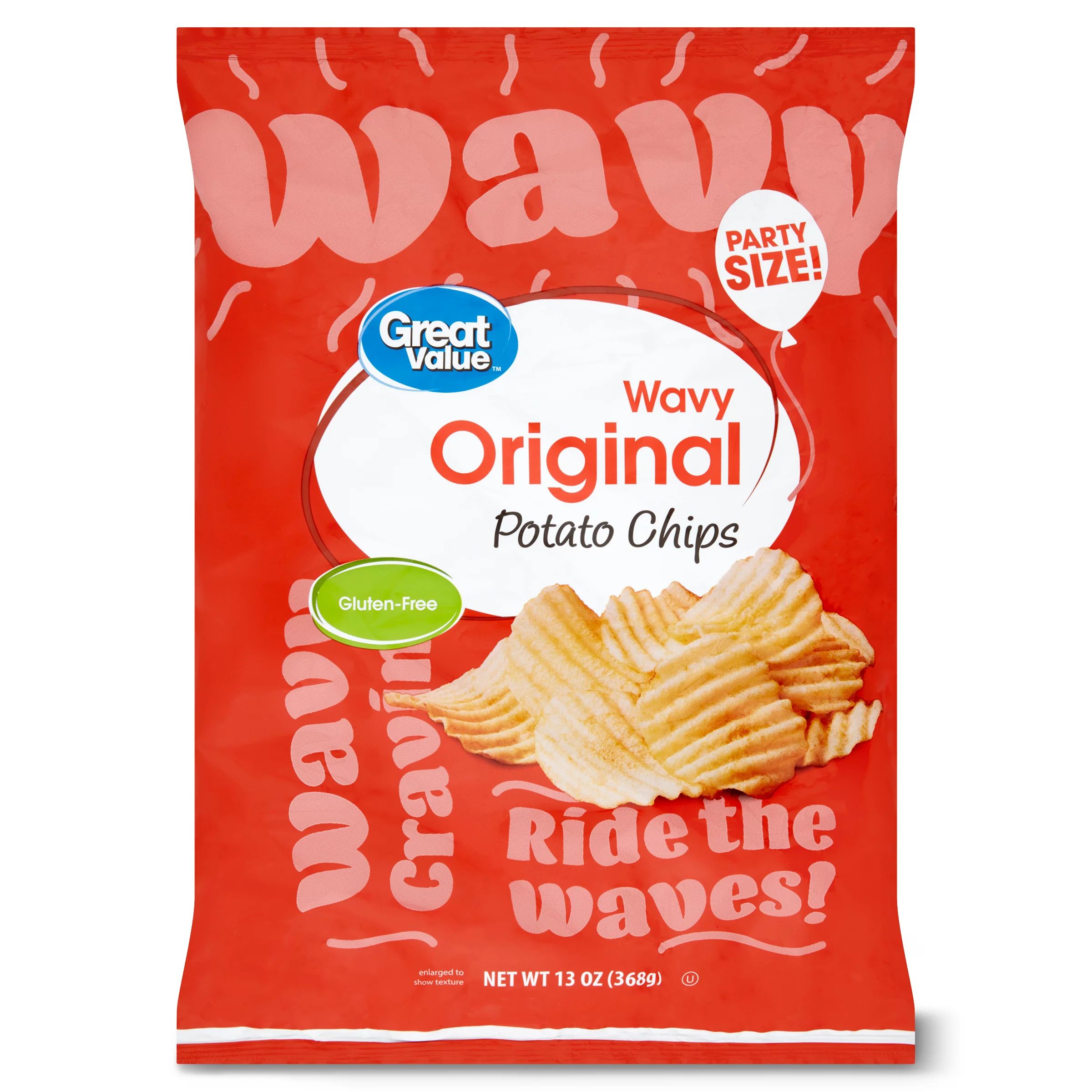 Great Value Party Size Original Wavy Potato Chips, 13 oz - Walmart.com | Walmart (US)